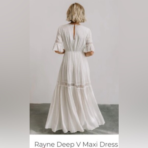 Baltic Born Rayna Deep V White Maxi Dress XL Wedding Boho Festival Fairy - Picture 2 of 12